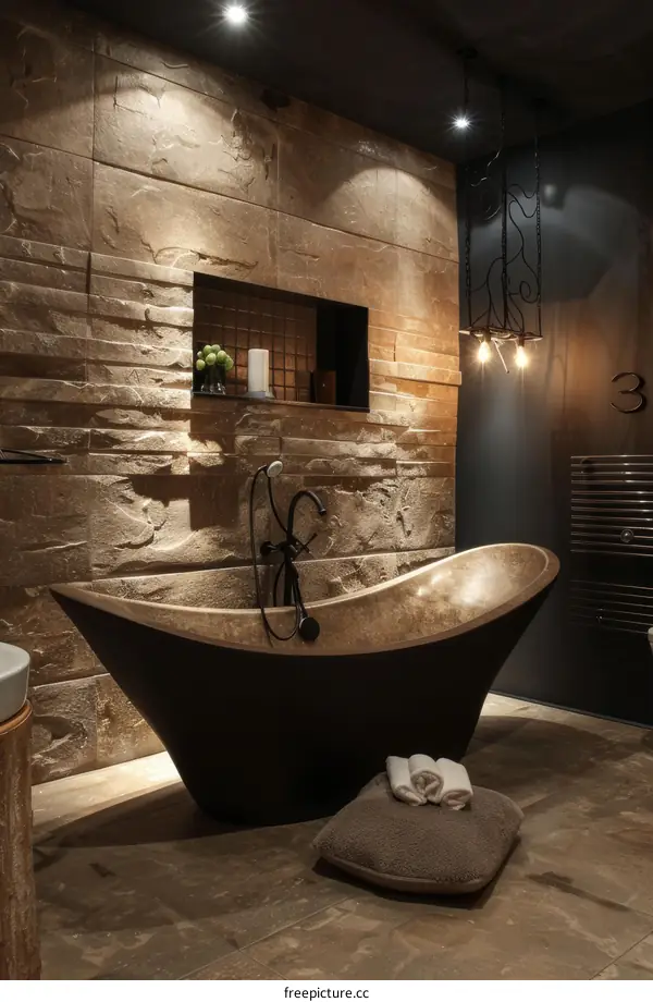 Modern Luxury Stone Bathtub in a Stylish Bathroom