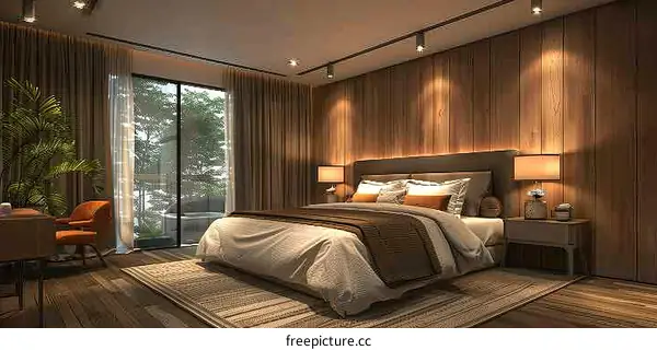 Cozy and Elegant Bedroom with a Bay Window