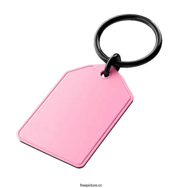 [Transparent Background PNG]Blank Pink Keyring Tag Mockup