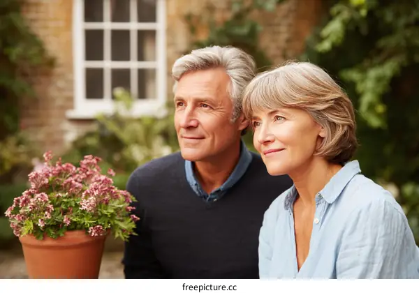 Couple Relaxing in a Garden Setting