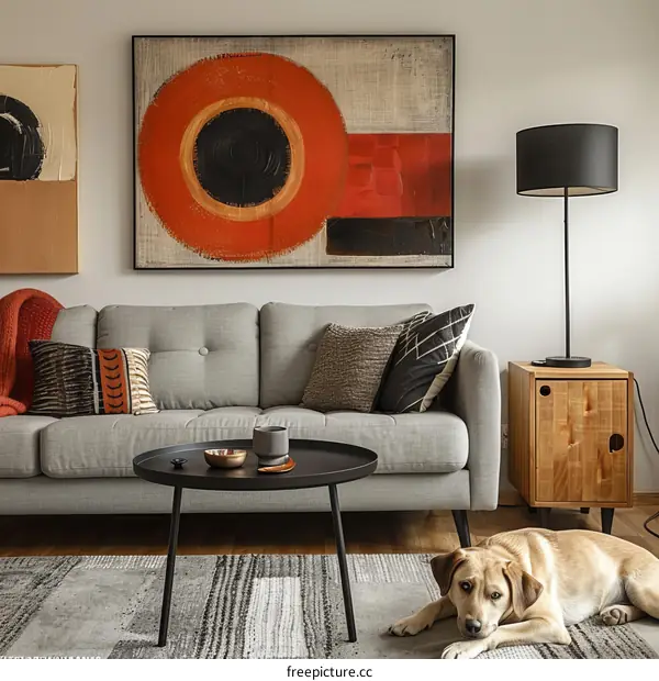 A Stylish Living Room With a Dog