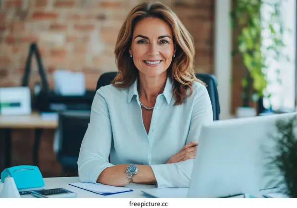 Confident Businesswoman in Office Setting