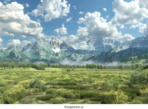 Fantasy Mountain Landscape Digital Matte Painting