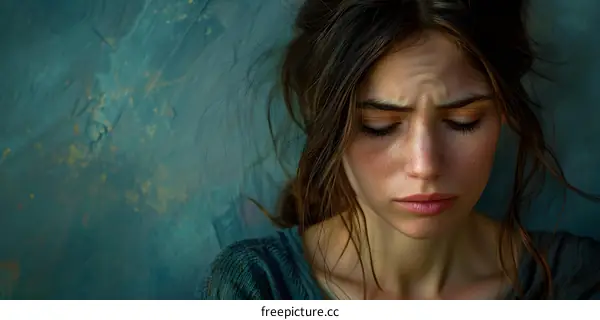 Portrait of a young sad woman