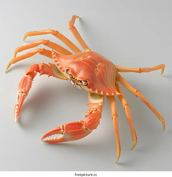 A studio shot of a red crab