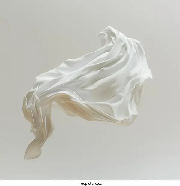 White flowing silk fabric on a beige background