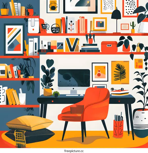 Modern Home Office With Desk And Chair