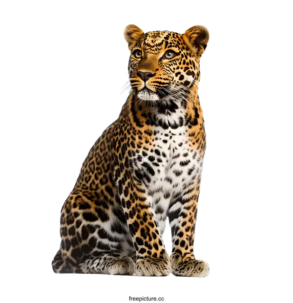[Transparent Background PNG]Leopard Sitting On White Background
