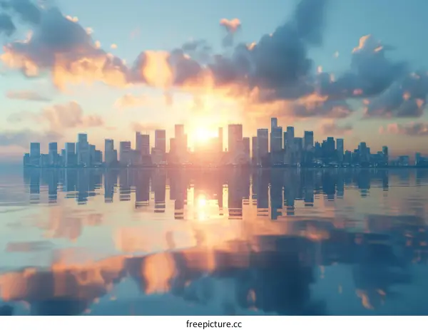 Stunning Cityscape Reflection at Sunset