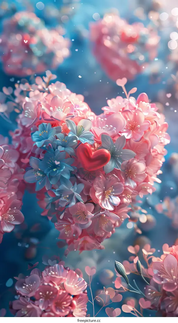 A Heart-Shaped Bouquet of Pink and White Flowers