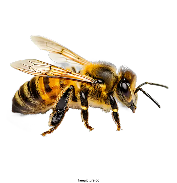 [Transparent Background PNG]Honeybee on white background