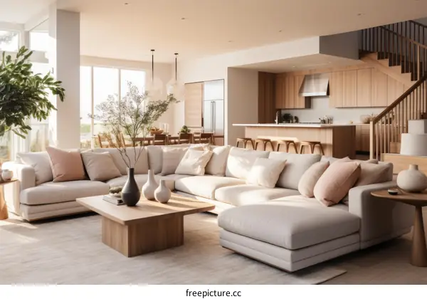 Modern Scandinavian Living Room with Natural Textures