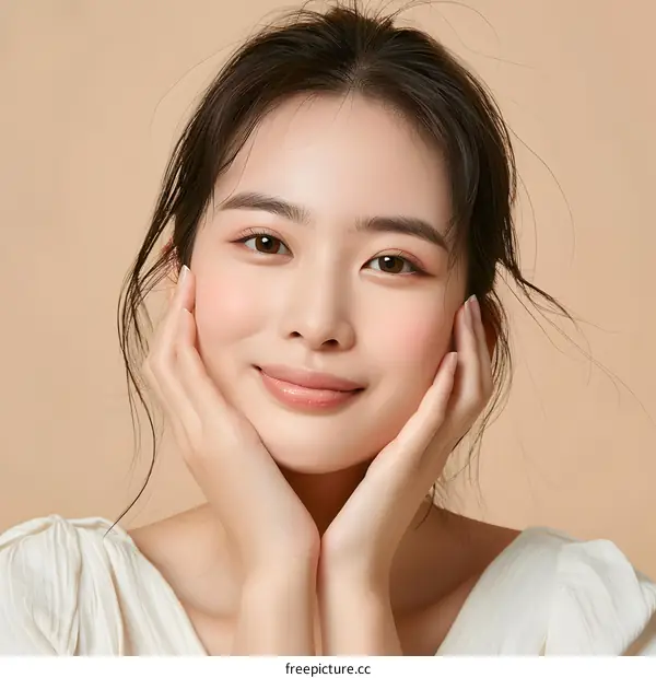 Portrait of a Young Woman with Soft Skin and a Gentle Smile