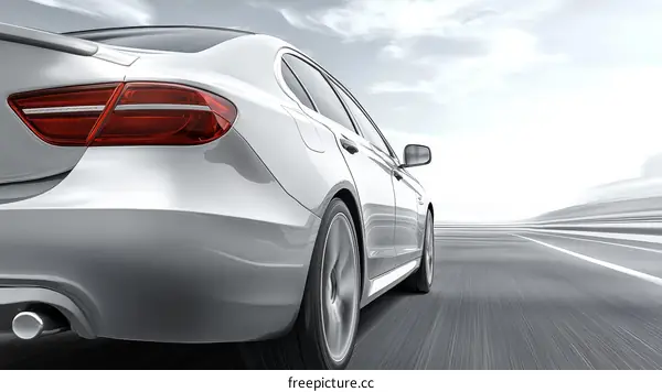 Stylish Silver Car on Highway