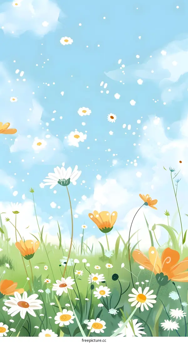 Beautiful Summer Flowers And Blue Sky