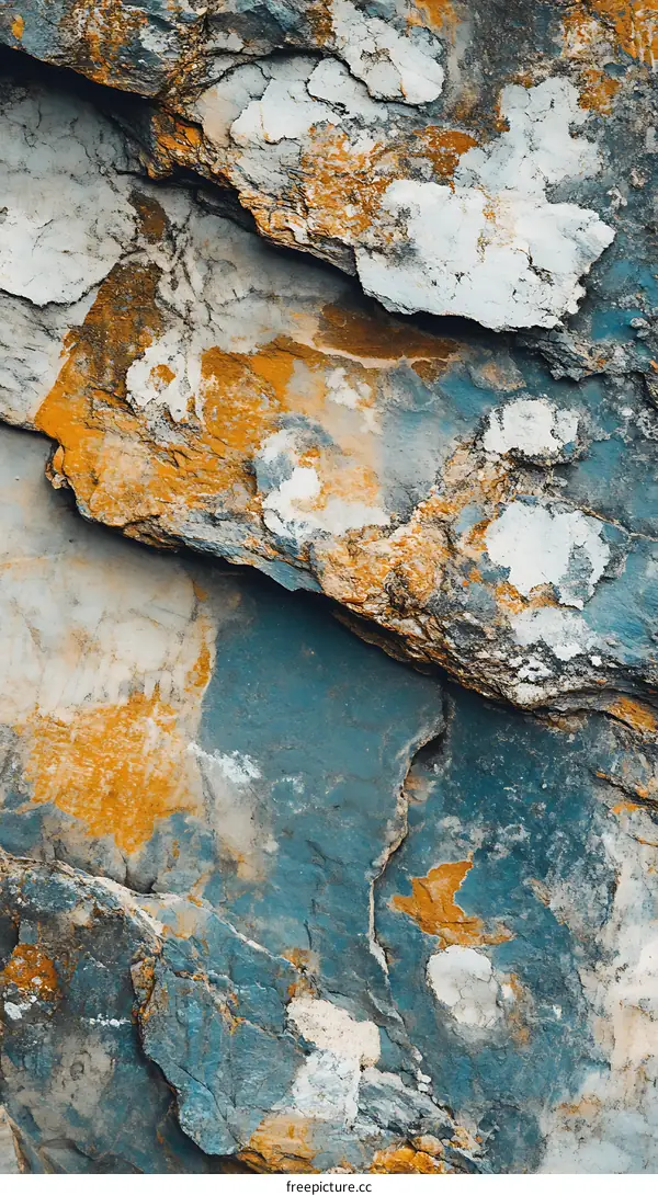 Close Up of Rough Blue and Orange Rock