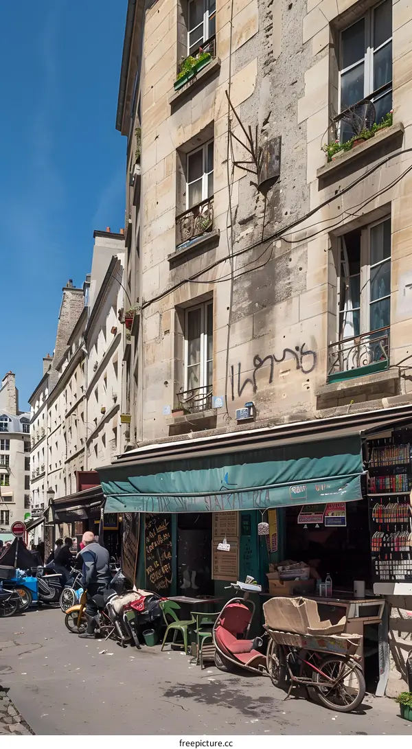Paris Street Scene with Cafe and People