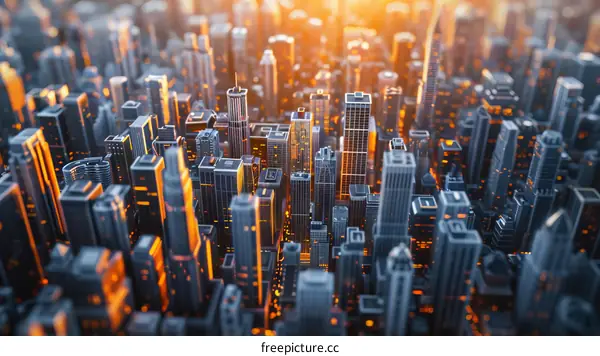 Futuristic city with high buildings