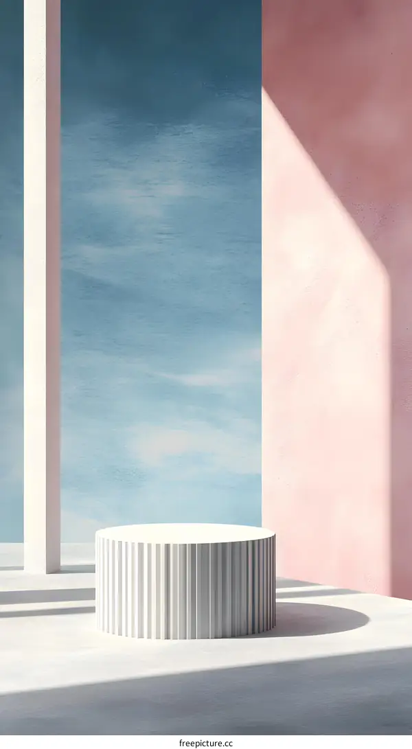 Minimalist 3D Rendered Platform with Pastel Colors