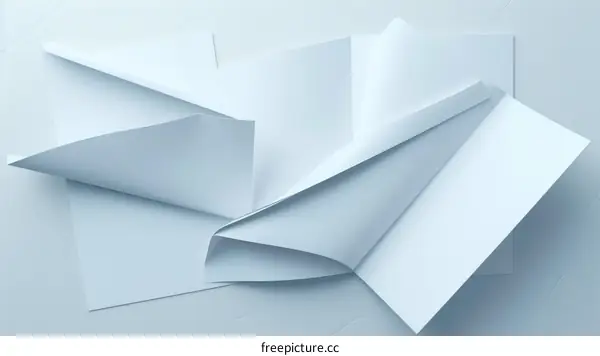 Abstract Paper Design with Folded Papers in Blue Tones