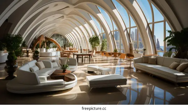 Futuristic Hotel Lobby Interior