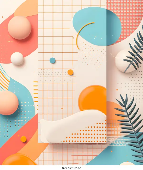 Abstract Geometric Shapes Background with Orange, Blue and Green Colors