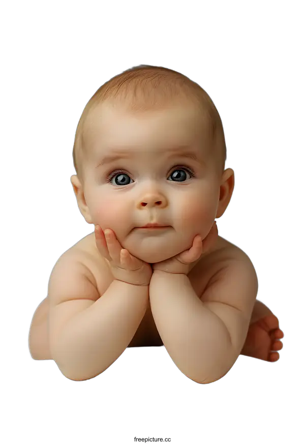 [Transparent Background PNG]Cute Baby Girl With Big Blue Eyes