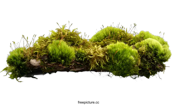 [Transparent Background PNG]Green Moss on a Log Against a White Background