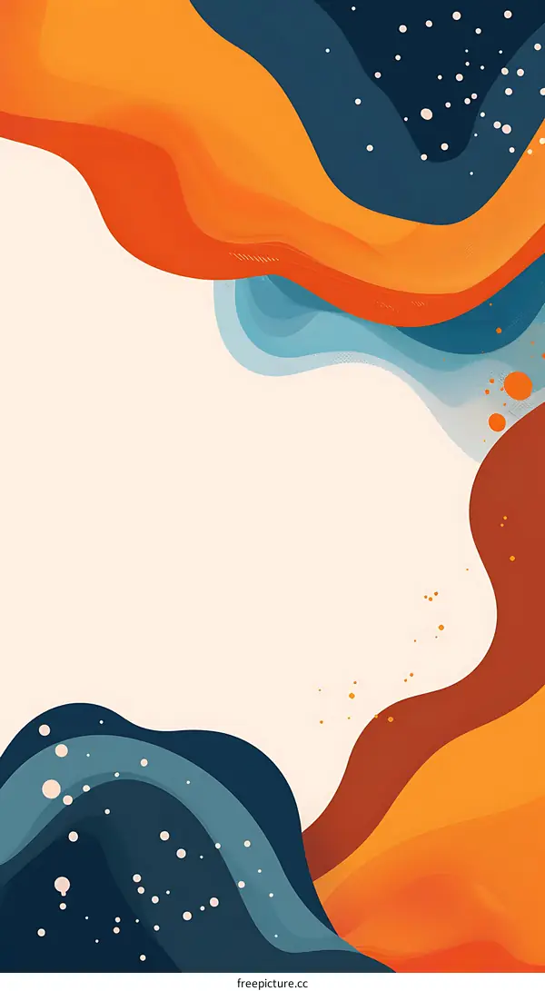 Abstract Background with Wavy Lines and Dots