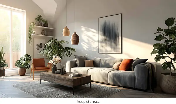Modern Living Room Interior Design with Natural Elements