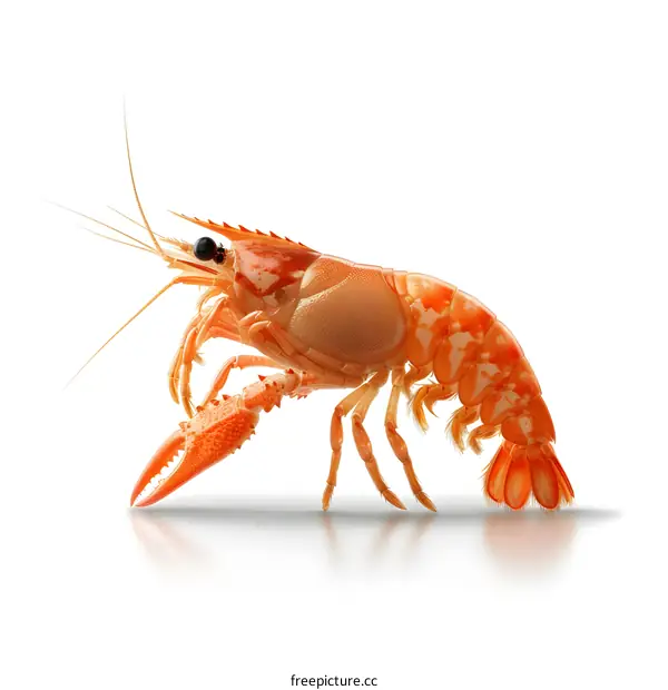 Red Swamp Crayfish on White Background