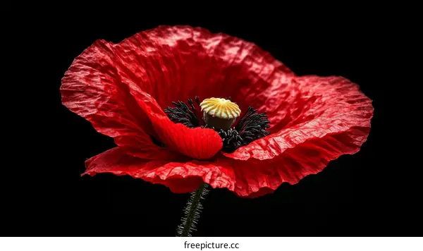Close Up of a Vibrant Red Poppy Flower