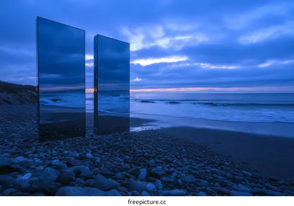 Coastal Art Installation at Dawn