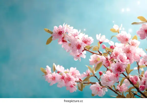 Spring Blossom Beauty Against a Teal Sky