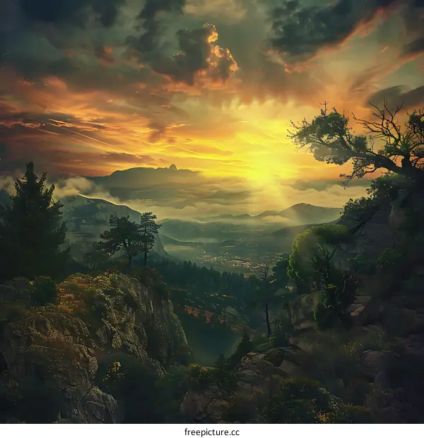 Majestic Mountain Landscape at Sunrise