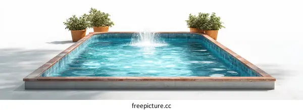 Outdoor Square Swimming Pool with Water Feature