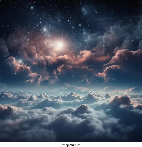 Mystical Night Sky with Cloud