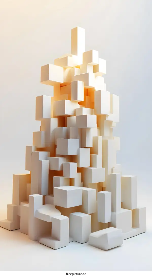 Abstract White Geometric Shapes 3D Rendering