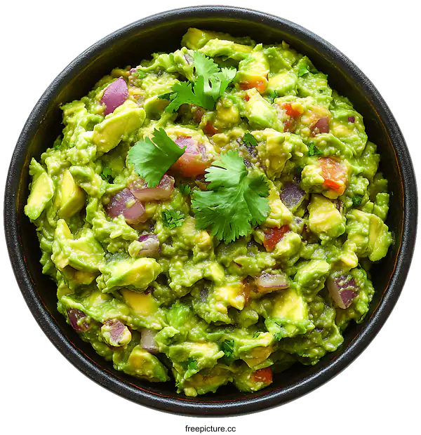 [Transparent Background PNG]Delicious Guacamole in a Bowl