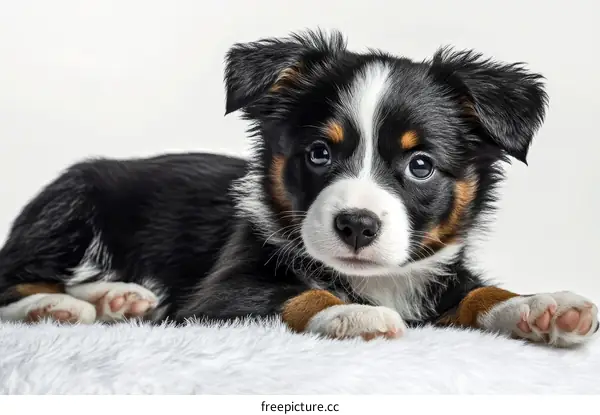 Adorable Puppy Lying Down on Soft Fur