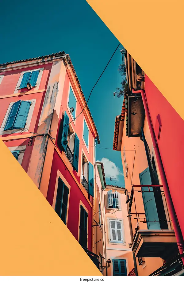 Colorful Buildings in a Narrow Street