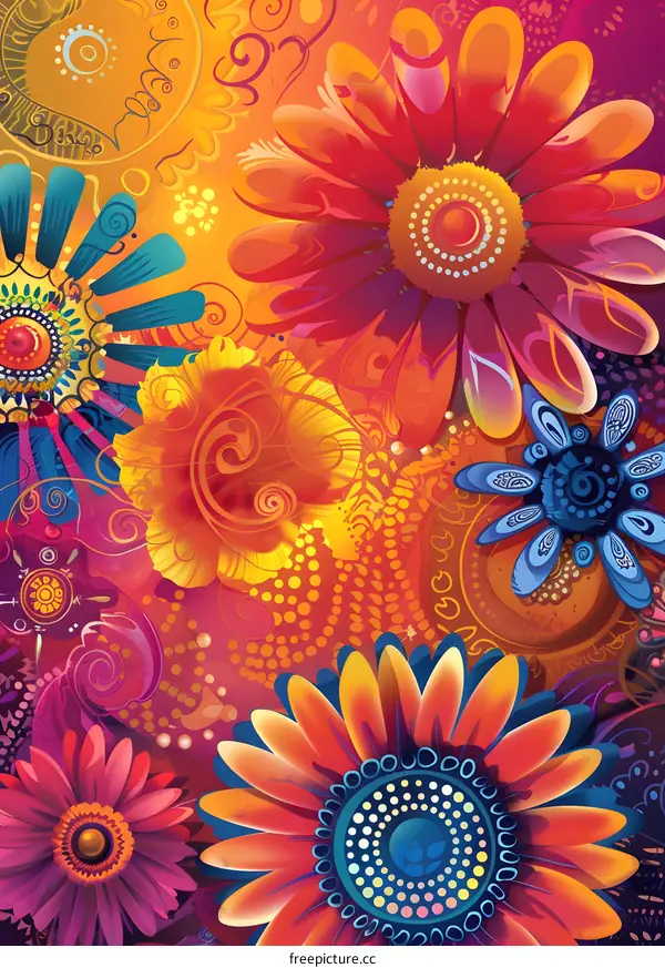 Colorful Flower Pattern Abstract Design