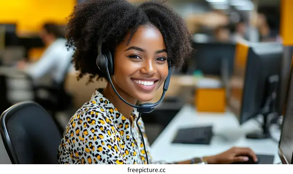 Smiling African American Customer Service Representative