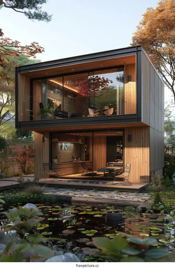 Modern Two-Story House with Natural Elements & Zen Design