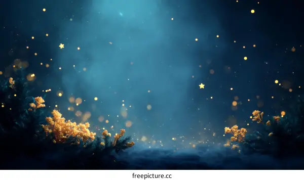 Winter Night Forest Magic Christmas Background