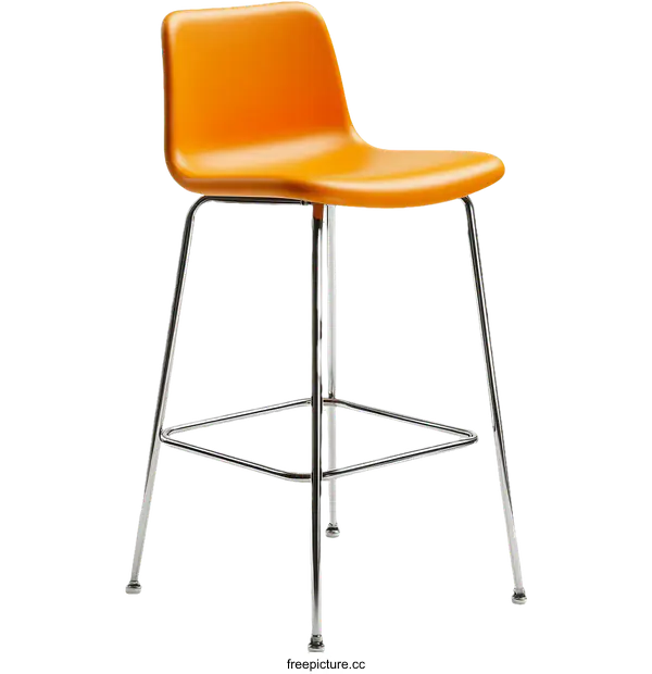 [Transparent Background PNG]Modern Orange Bar Stool with Metal Legs