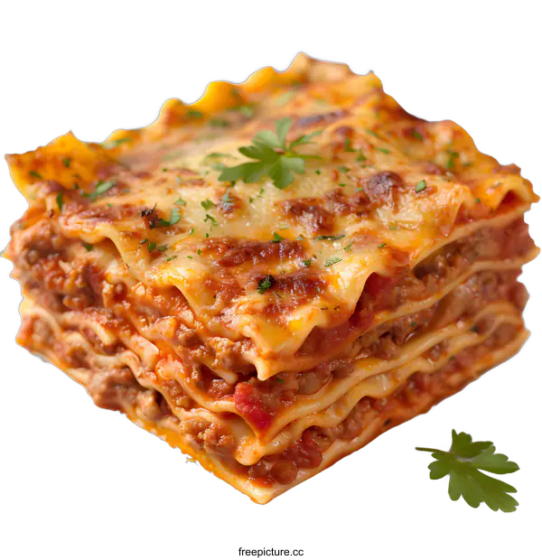 [Transparent Background PNG]A delicious lasagna with layers of pasta, meat, and cheese