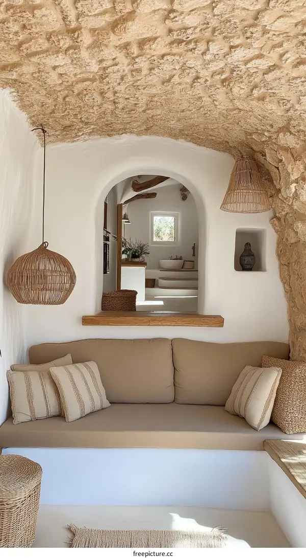 Beige Interior Design with Stone Accents