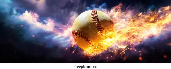 Fiery Baseball in Dramatic Stormy Sky