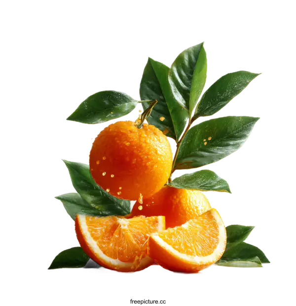 [Transparent Background PNG]Freshly Squeezed Orange Fruit Still Life